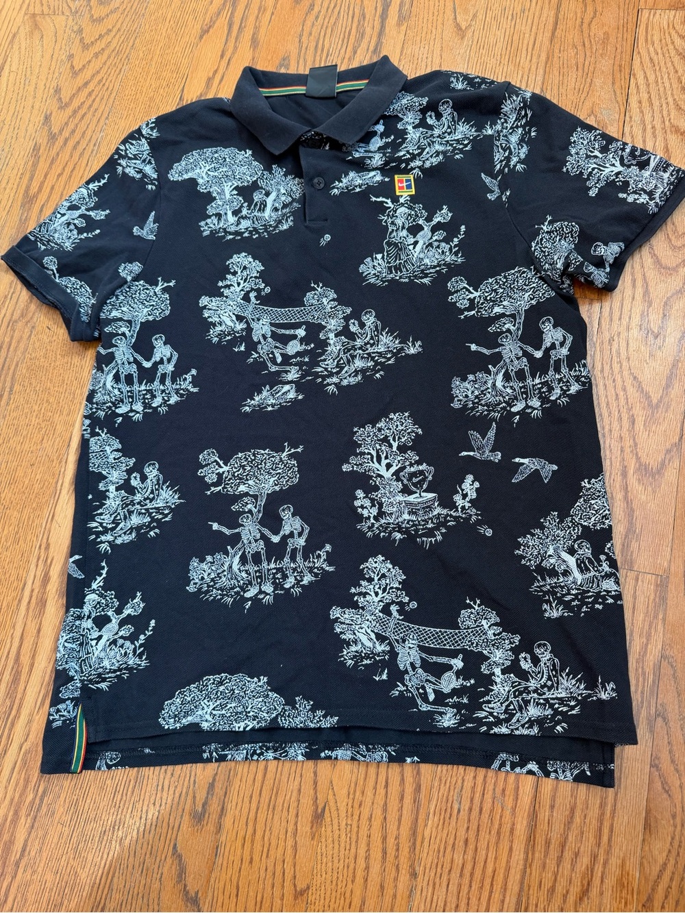 Nike x Andre Agassi Black Polo Tennis Challenge Multicolor Logo